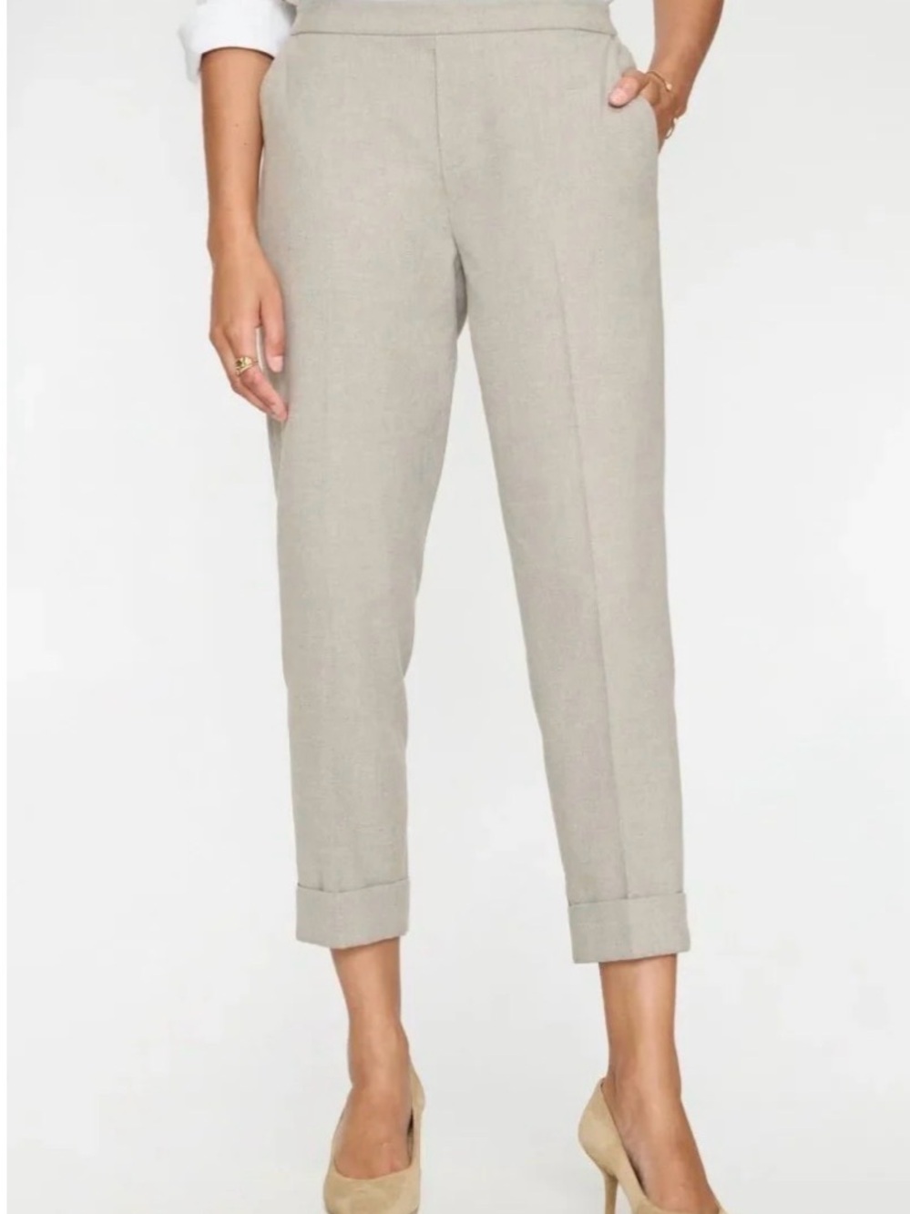 Brochu Walker Westport Brushed Pant Portuguese cuffed straight leg sz XS Taupe